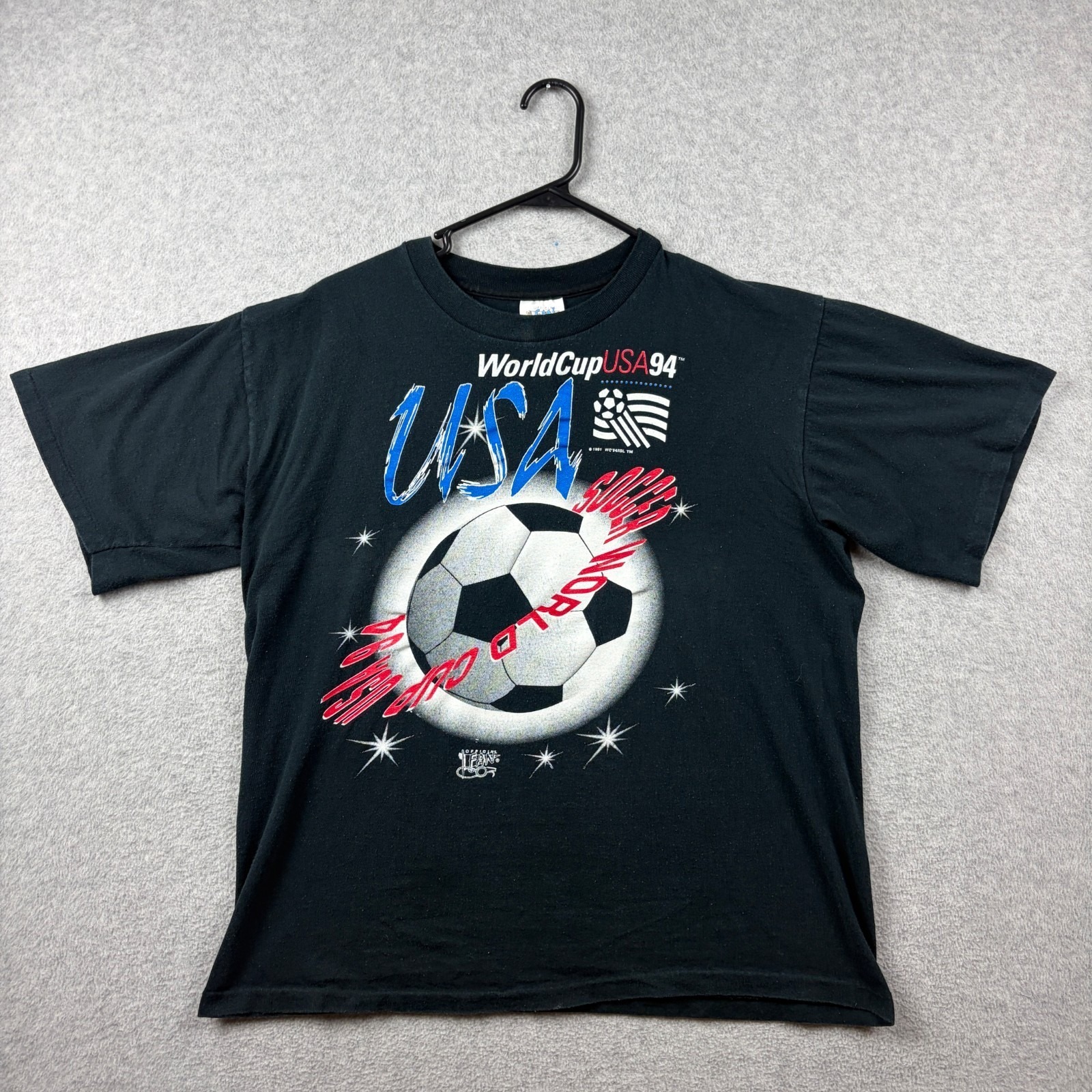 Vintage World Cup Usa 94 Shirt Mens Large Black Soccer Single Stitch 90s Tee